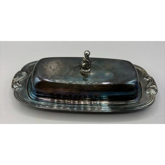 Vtg Oneida Silver Plated Butter Dish With Glass Insert & Ornate Details - Picture 3 of 6